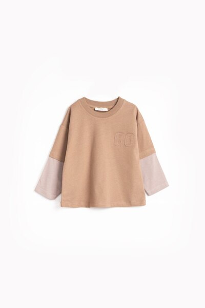blumi kids Embroidered Long Sleeve T-Shirt – Brown