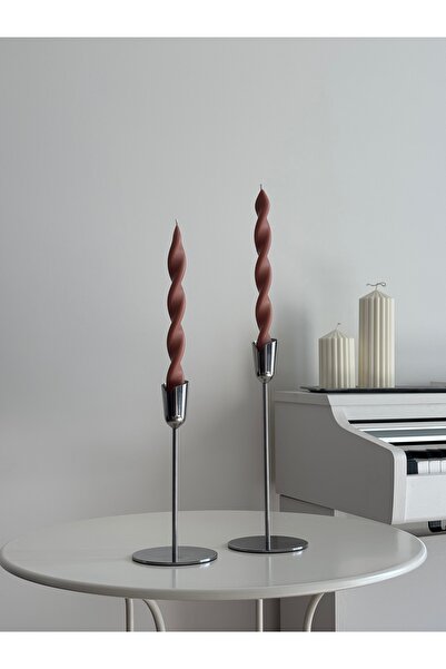 mumeleven İnci Şamdan Mum | Sadece Mumlar | Kahverengi | 2 Adet | Soyawax | S...