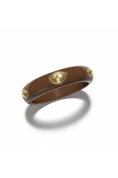 Ladies&Gentlemen Stylish Women's Bracelet with Brown Enamel Body and Yellow S...