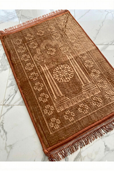Tusebu Luxury Velvet Textured Mihrap Patterned Dowry Prayer Rug - Soft Prayer...