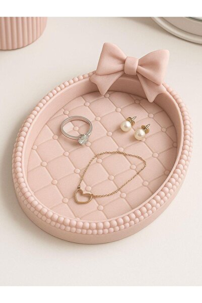 MİR STORE Dekoratif Fiyonklu Takı Düzenleyici – Yuvarlak Yüzük, Küpe ve Kolye...