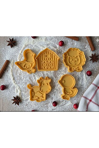 Ekol 3D قالب بسكويت مكون من 5 قطع بتصميم المزرعة: الكتاكيت والدجاج والأبقار و...