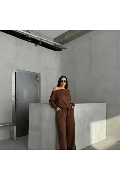 QZE طقم ملابس بياقة غير متماثلة فاخرة