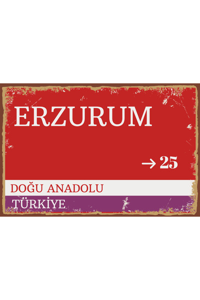 Hayal Poster Erzurum Sokak Tabelası Görselli Ahşap Poster UV Baskı 20x30cm