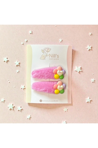 Nills Baby & Kids Plush Flower Figured 2-Piece Snap Buckle – Pink