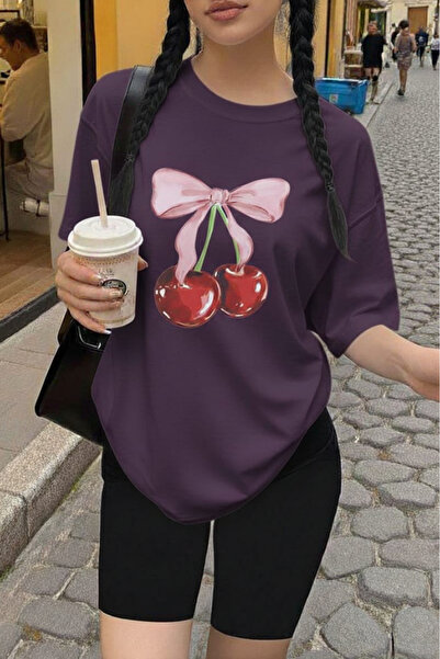 New Shine تي شيرت مطبوع عليه الكرز للجنسين