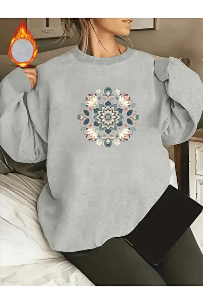 FUFLUNS Colorful Mandala Printed Oversize Women/Men Unisex Circular Neck Swea...
