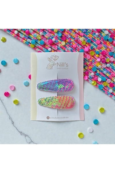 Nills Baby & Kids Girl's Sequined Hair Clip Set of 2 – Shiny Design