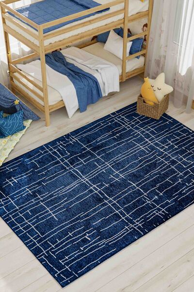Lorente Home Mia Lacivert Viskon Dokuma Kaymaz Taban Yıkanabilir Çocuk Halısı...