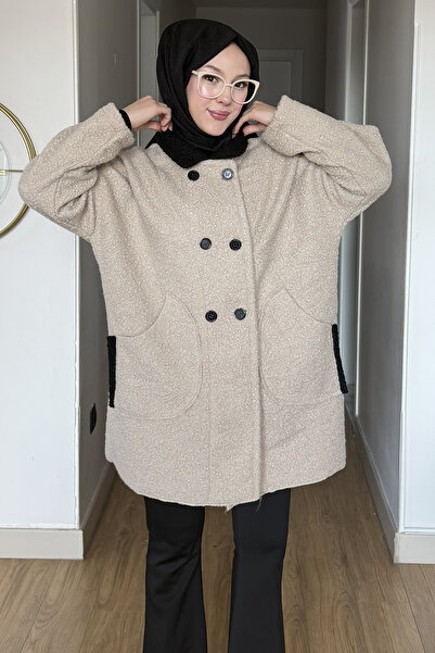 SaklıButik Double Row Buttoned Shirt Collar Boucle Jacket