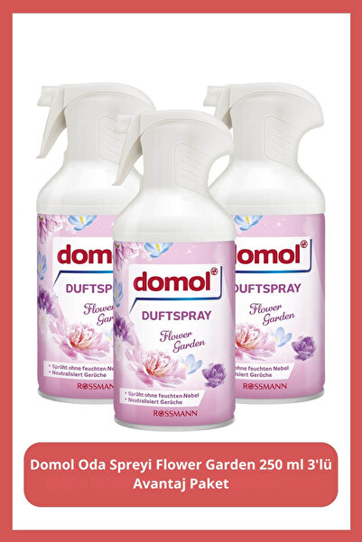 DOMOL Oda Spreyi Flower Garden 250 ml 3'lü Avantaj Paket