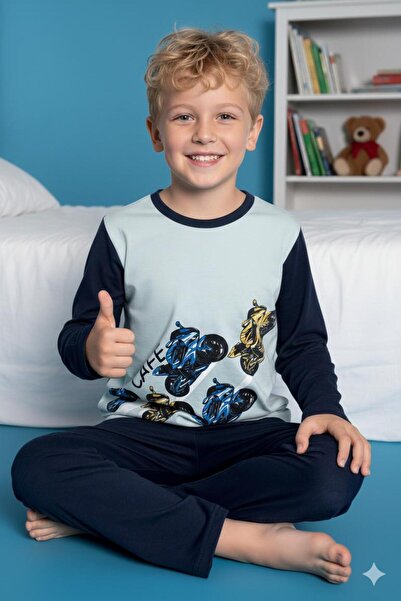 Ayans Pijama طقم بيجامة للأطفال من موتورسيكل مطبوع