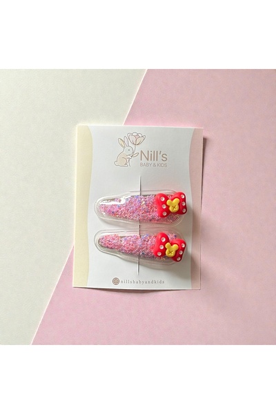 Nills Baby & Kids مجموعة مشابك شعر للأطفال مكونة من قطعتين على شكل فيونكة مزي...