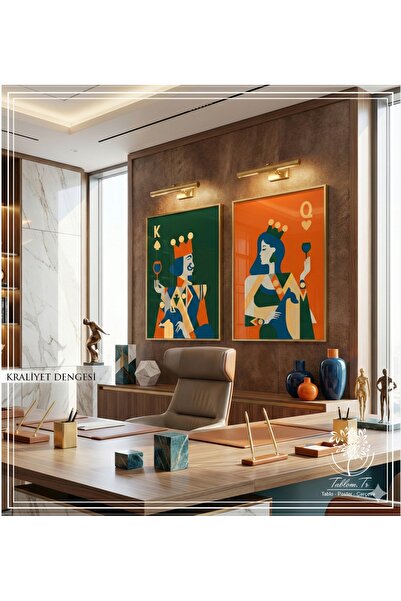 Tablomtr Kraliyet Dengesi - Dijital Baskılı Gold Metal Çerçeveli Gerçek Camlı...