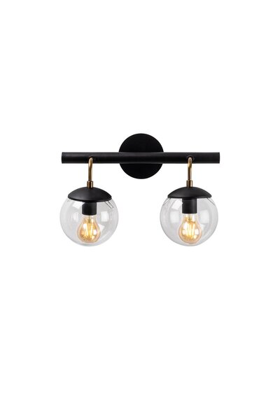 AmberLED Modern Glass 2-Piece Sconce with Fuzzy Black E27 Compatible