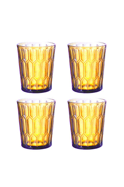 Lucky Art Almera 4-Piece Glass Water Glass Set Amber