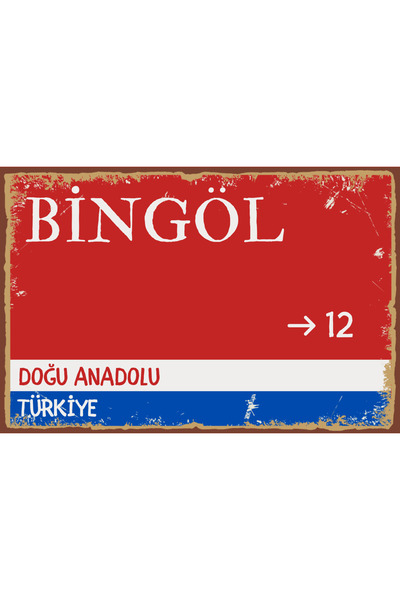 Hayal Poster Bingöl Sokak Tabelası Görselli Ahşap Poster UV Baskı 20x30cm