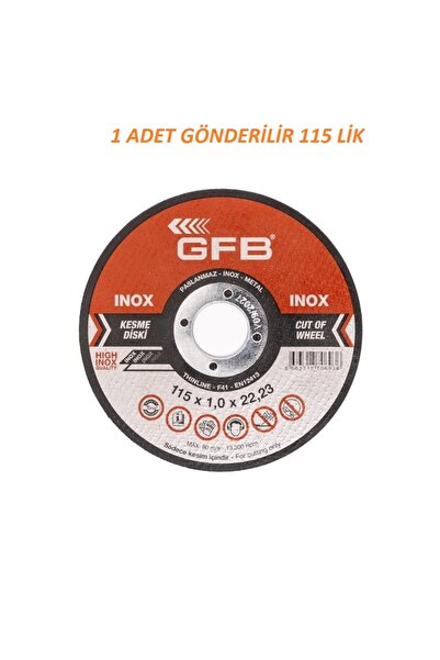 GFB KESME DİSKİ JİLET KESİCİ İNOX 115 X 1,0 X 22,23 MM (1 ADET GÖNDERİLİR)