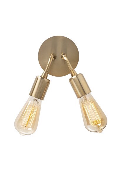 AmberLED مصباح حائط معدني ذهبي لامع متوافق مع E27 مقاس 14x12x20 سم لغرفة المعيشة