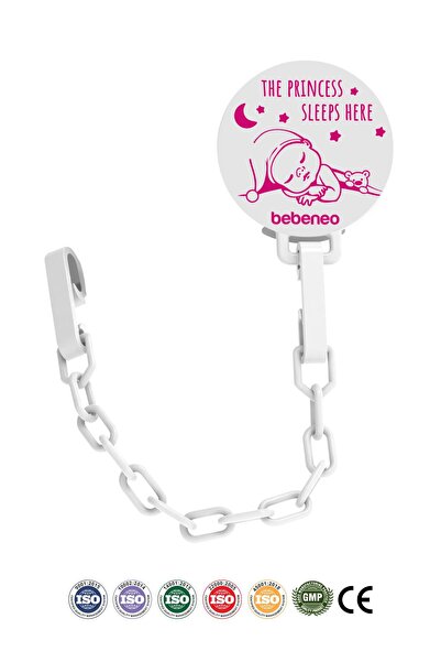 BEBENEO Emzik Askısı Pembe Beyaz Zincirli Kaliteli BPA İçermez