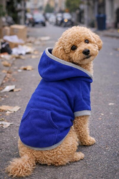 hepsipatili سترة كلب سميكة من الصوف باللون الأزرق الداكن (مناسبة لوزن 10-14 كجم)