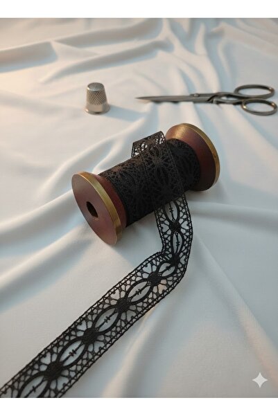 satab Fransız Siyah Dantel Pamuk 21mm 25metre
