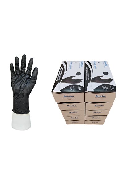 Broche ELMAS DOKULU EKSTRA KALIN SİYAH NİTRİL ELDİVEN L BEDEN 10'LU PAKET