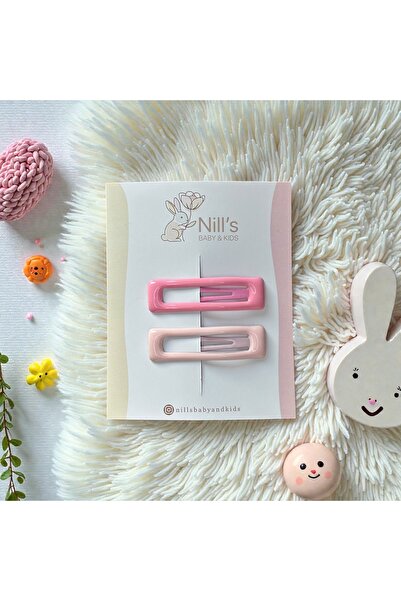 Nills Baby & Kids Kız Bebek Düz Renk Pens Toka 2’li Set – Minimal Tasarım