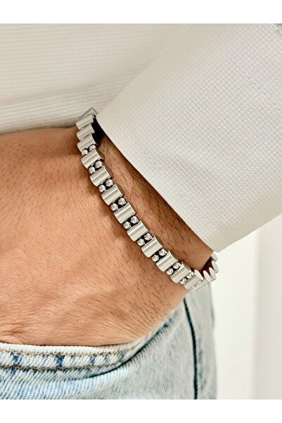 FERRO سوار رجالي من الفولاذ الفضي FRJ10154A-A مع علبة هدايا