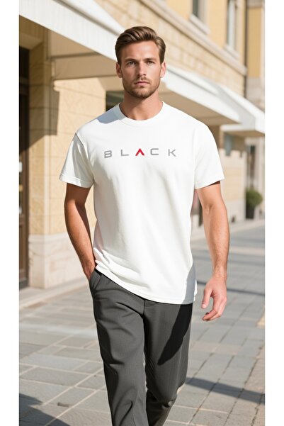 Black yazılı baskılı tshirt