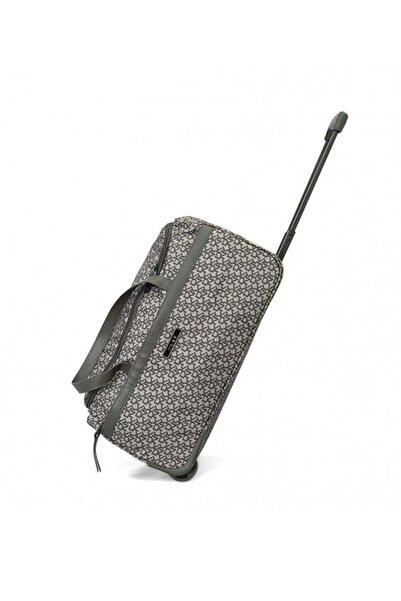 Dkny Monogram Grey Duffle Bag with Wheels | Unisex Travel Handbag with Adjust...