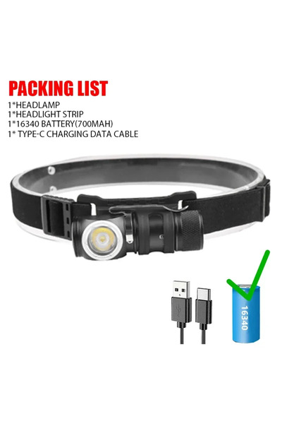 Choice مصباح رأس صغير قوي بتقنية LED من XIWANGFIRE مزود ببطارية 16340، قابل ل...