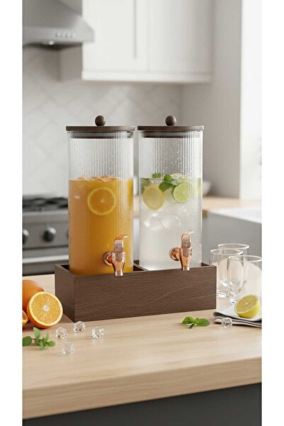 Generic Double beverage and juice dispenser set with a perfectly designed and...