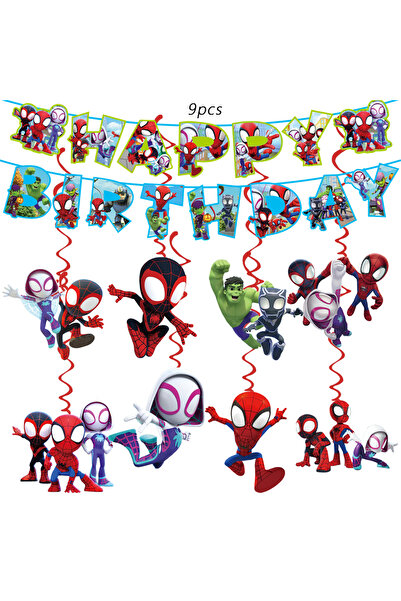 Miniso 9pcs Spidey And His Amazing Friends Theme Kids Girls Favors Swirls Hap...