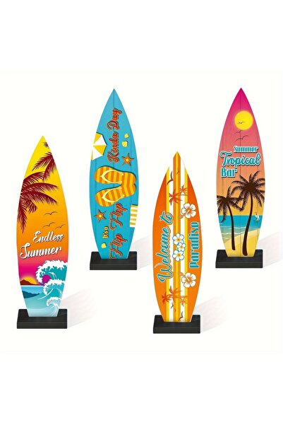 Choice زينة طاولة مكونة من 4 قطع على شكل لوح تزلج على الماء، لافتات شاطئية عل...