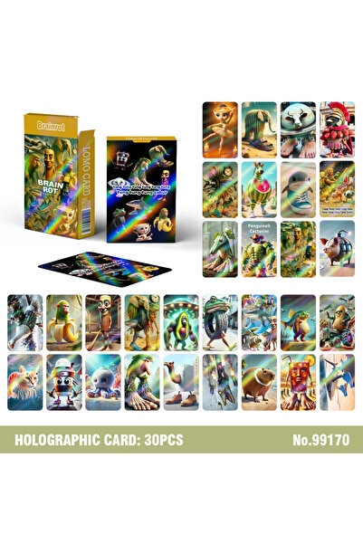 Choice 30 قطعة بطاقات مجموعة بطاقات Brainrot الإيطالية Tungtungtung Sahur Tra...
