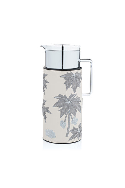 Blends قارورة شاي وقهوة فضية لامعة مع حامل على شكل كف بيج من تيلا