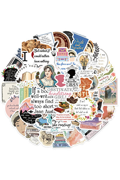 Choice ٥٠ قطعة من ملصقات جين أوستن، ملصقات روايات يمكنك صنعها بنفسك للحقائب، ...