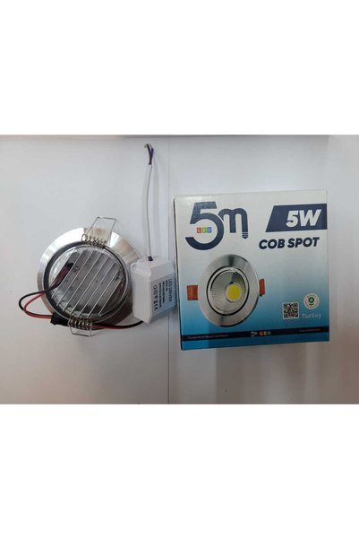 5M LED 5M 5Watt Krom Kasa Günışığı 3000K Cob Led Spot Trafolu Model 10 Lu Paket