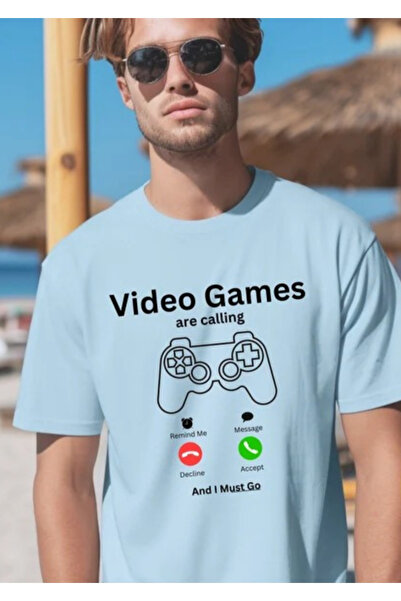EYAX MODA Μπλουζάκι UNISEX με στάμπα βιντεοπαιχνιδιών και λαιμόκοψη ποδηλάτου