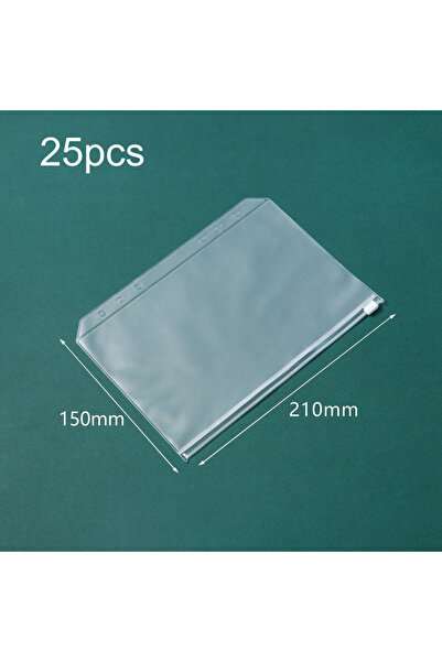 Choice 25pcs 15/25pcs A5 Zipper Pockets, Transparent Folders with 6 Holes, Su...