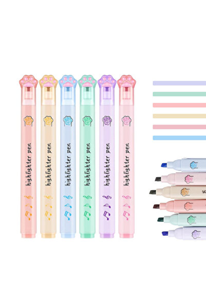 Choice ٦ أقلام تظليل على شكل مخلب قطة - أقلام تلوين مرحة ونابضة بالحياة للطلا...