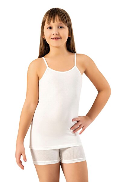 Arseno Κοριτσίστικο μονόχρωμο χτενισμένο βαμβακερό εσώρουχο με λουράκια σε πο...