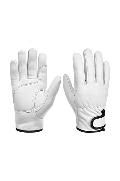 Choice قفازات نيوبي الجلدية البيضاء للعمل في مجال الجلود، مقاومة للحرارة العا...