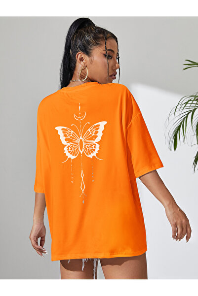 EYAX MODA تي شيرت نسائي بطباعة فراشة على الظهر من شركة EYAXD للملابس الرياضية