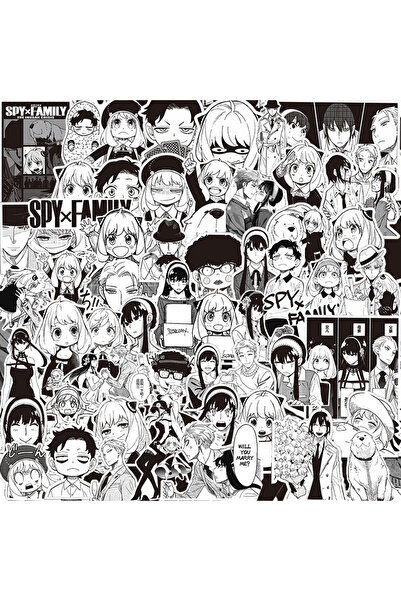 Choice بانداي 70 قطعة (10/30/70 قطعة) ملصقات كرتونية سوداء وبيضاء لشخصية أنيا...