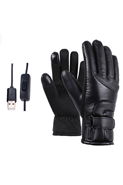 Choice Black as Shown Winter USB Electric Heated Gloves Motorcycle Riding Win...