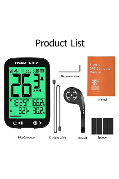 Choice1 BKV-3001GN-B Bike Computer Waterproof Wireless GPS Riding Speedometer...