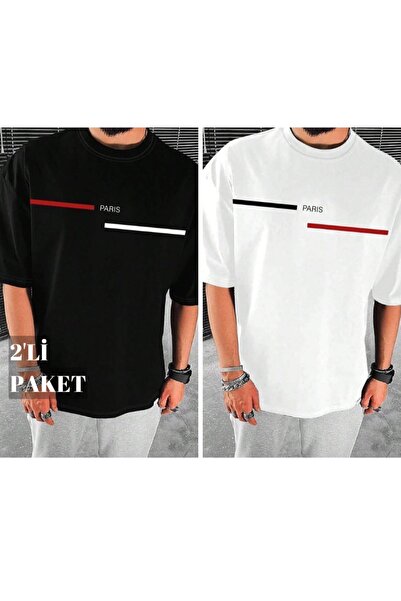 EYAX MODA Pachet de 2 tricouri cu mânecă scurtă, supradimensionate, imprimate...