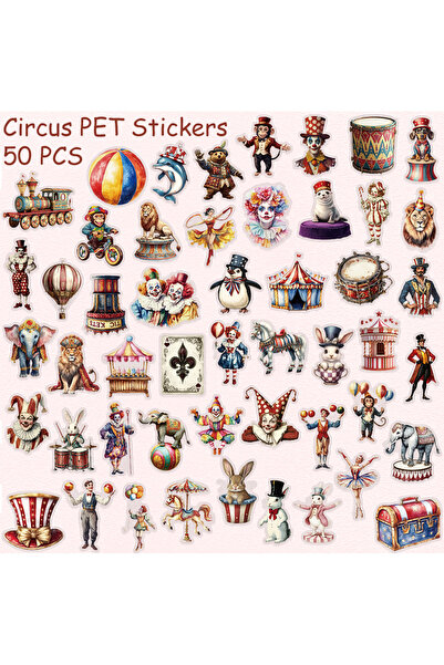 Choice ٥٠ قطعة من ملصقات السيرك الشفافة المصنوعة من مادة PET للهواتف المحمولة...